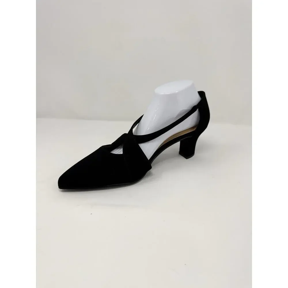 Easy Street Elegance Black Dress Heels Pumps Women’s 10 WW Strap Shoes